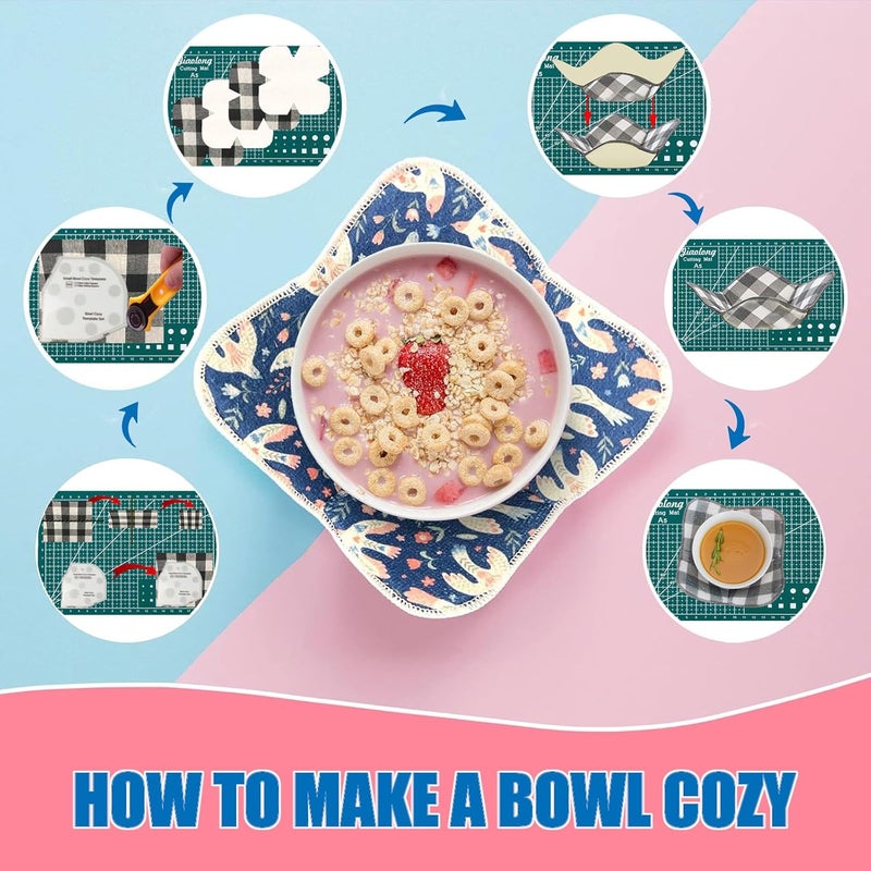 Fosdonge Bowl Cozy Template Cutting Ruler Set 3 Sizes, Acrylic Transparent Sewing Patterns Quilting Templates, Bowl Cozy Pattern Quilting Rulers for DIY Kitchen Art Craft - Image 2
